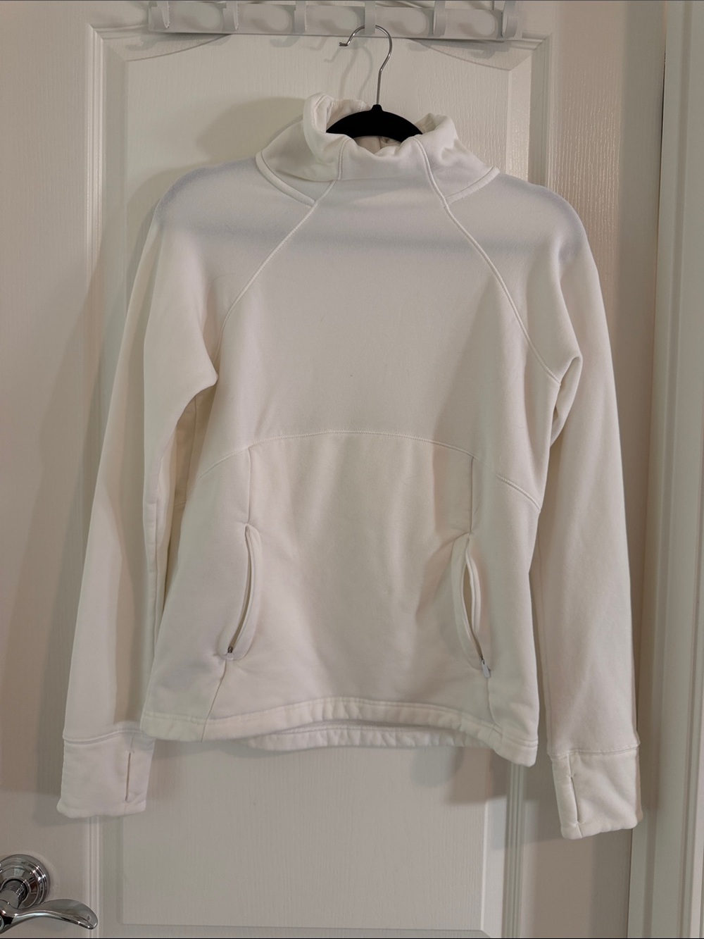 Athleta White Turtleneck Pullover Sweatshirt